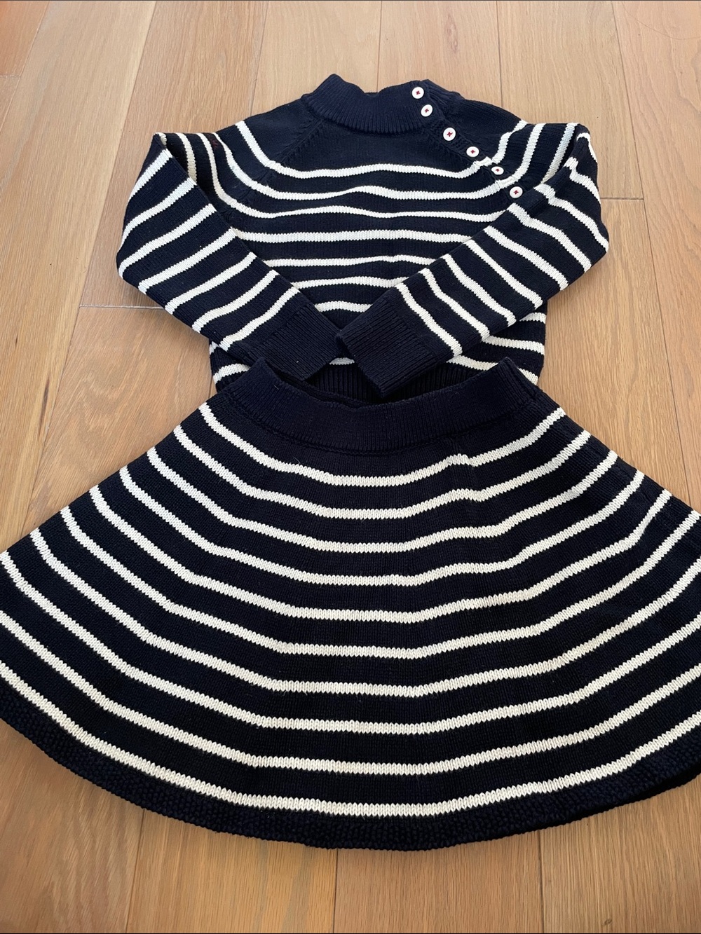 Polo by Ralph Lauren Navy and White Striped Knit Kids Matching Set